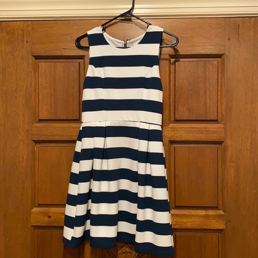 Navy and white striped sundress